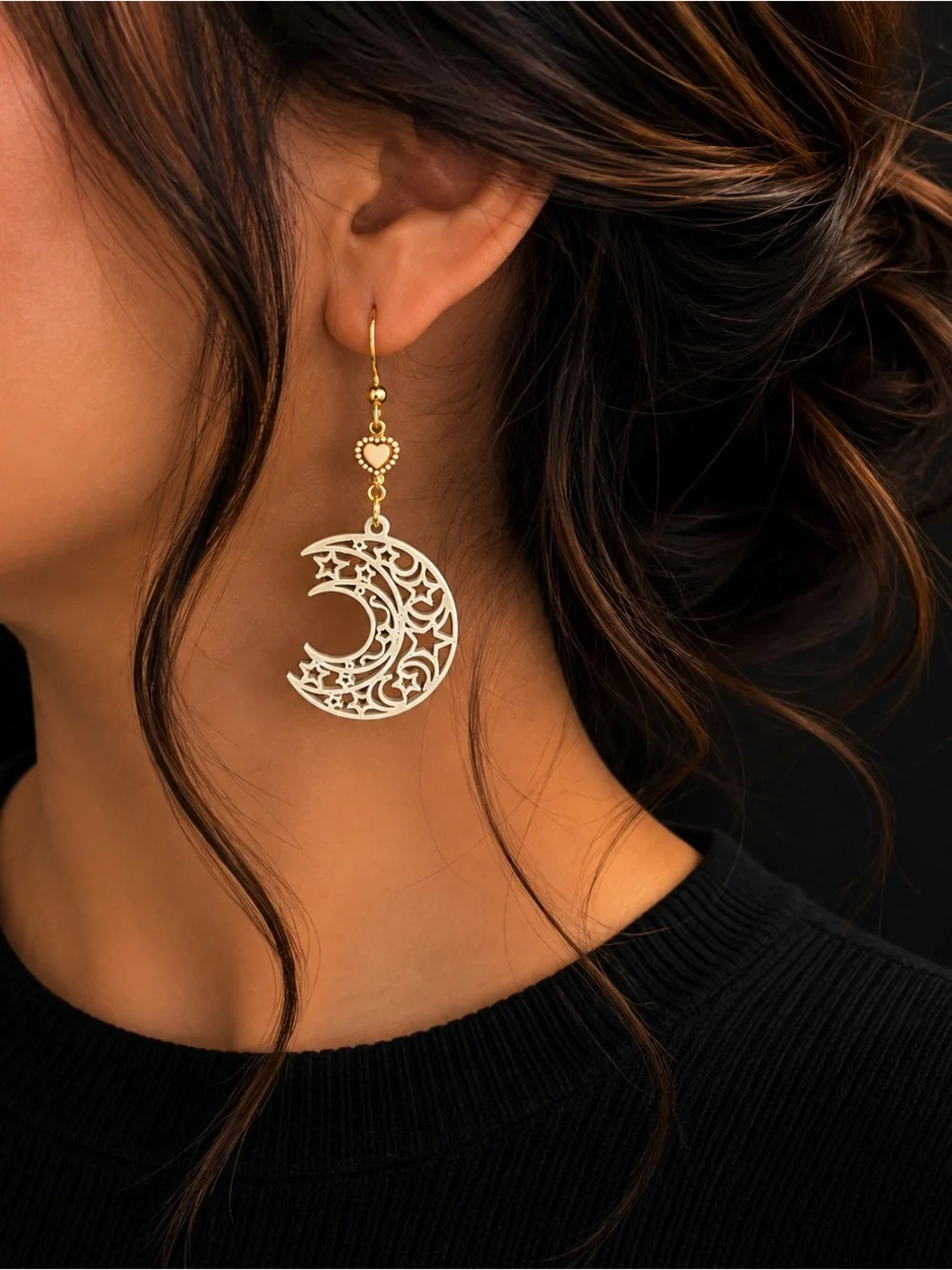 Celestial Moon & Stars Earrings | Gothic Crescent Moon Earrings